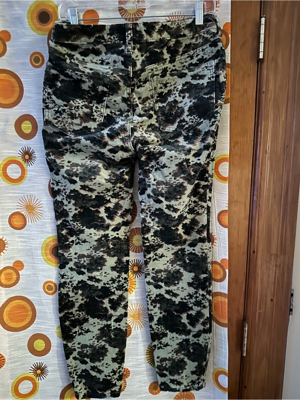 Pilcro Green & Black Camo Velvet Jeans